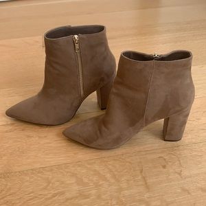 Brown suede 4 inch heeled booties